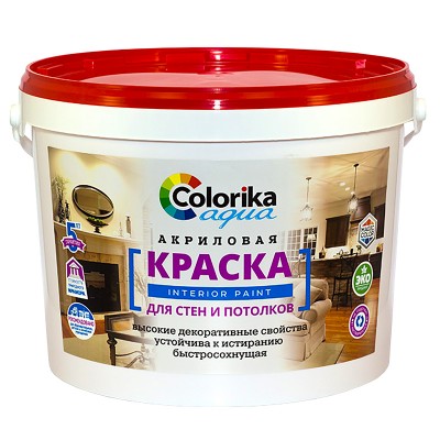 Краска "Colorika Aqua" для стен и потолков белая 14 кг